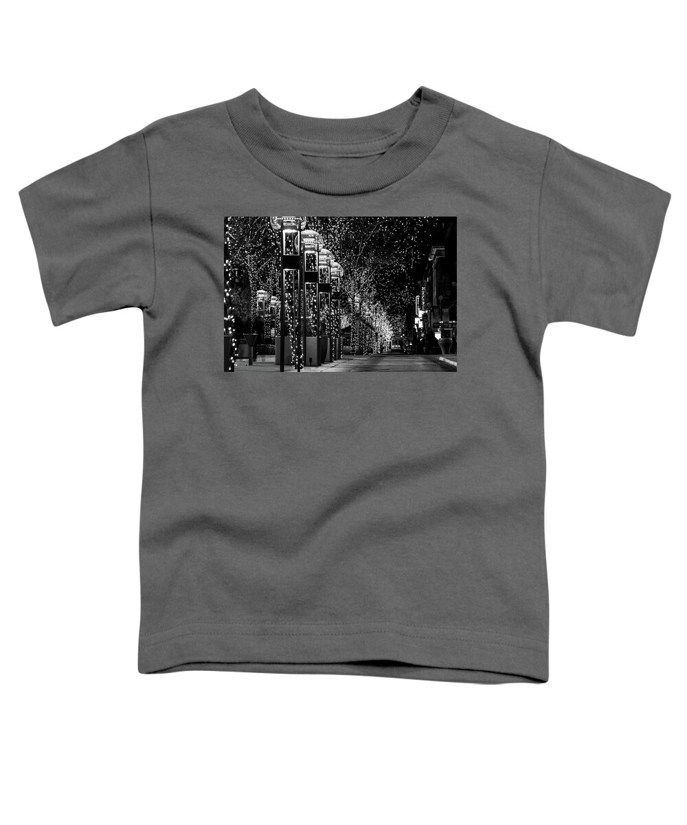 Denver Toddler T-Shirt featuring the photograph Holiday Lights - 16th Street Mall by Stephen Holst