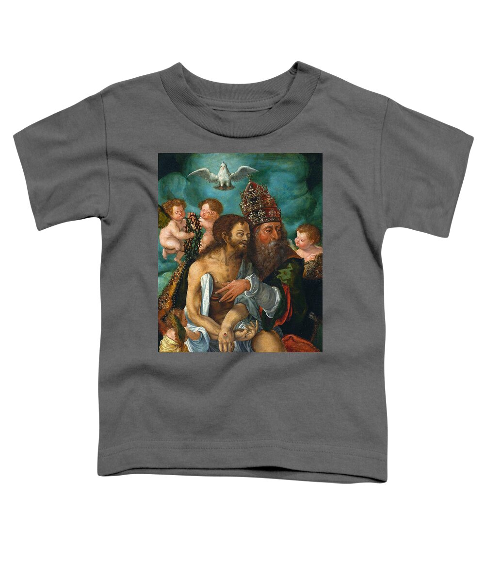 Master Of The Lille Adoration Toddler T-Shirt featuring the painting Holy Trinity by Master of the Lille Adoration