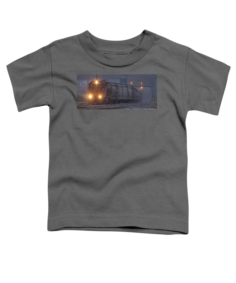 Railroad Toddler T-Shirt featuring the photograph Hopper cars being unloaded by Garry McMichael