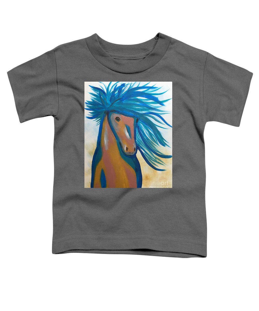 Horse Toddler T-Shirt featuring the painting Horse Freedom by Monika Shepherdson