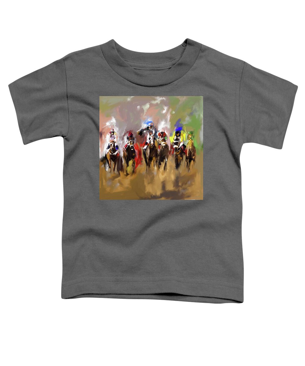 Horses Toddler T-Shirt featuring the painting Horse Race I by Mawra Tahreem