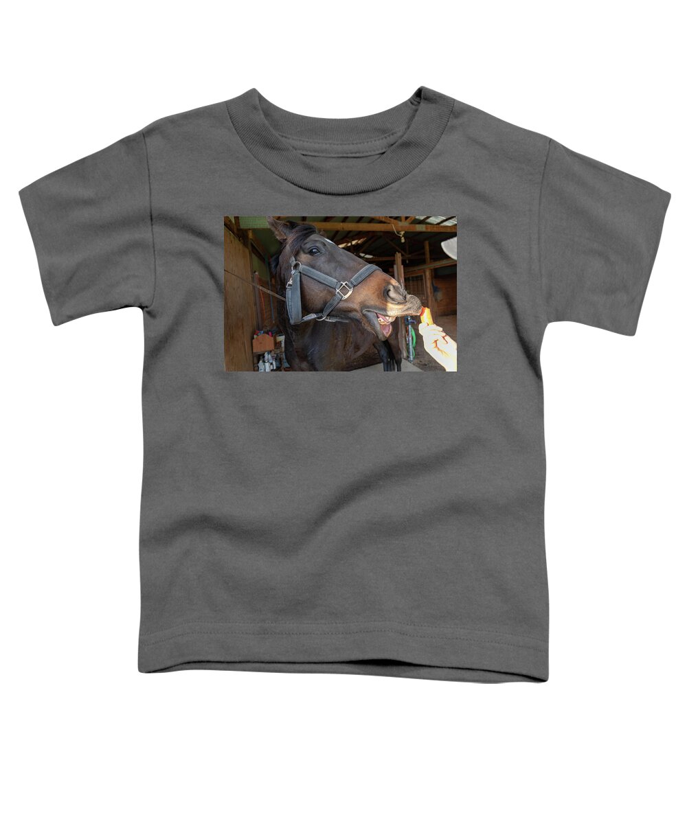 Horse Toddler T-Shirt featuring the photograph Horse Snack by Joseph Caban