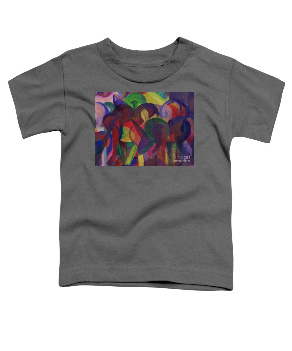 Colorful Toddler T-Shirt featuring the painting Horses Abstract by Christy Saunders Church
