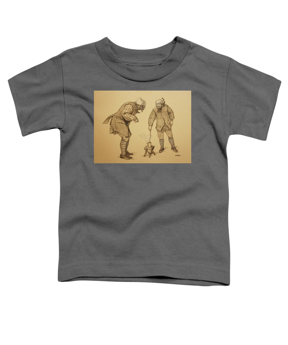 Colonial Toddler T-Shirt featuring the drawing Hot Toddy by Todd Cooper
