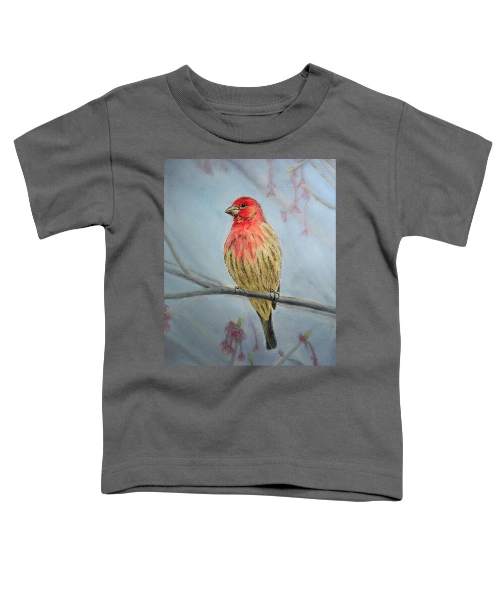 House Finch Toddler T-Shirt featuring the painting House Finch by Marna Edwards Flavell