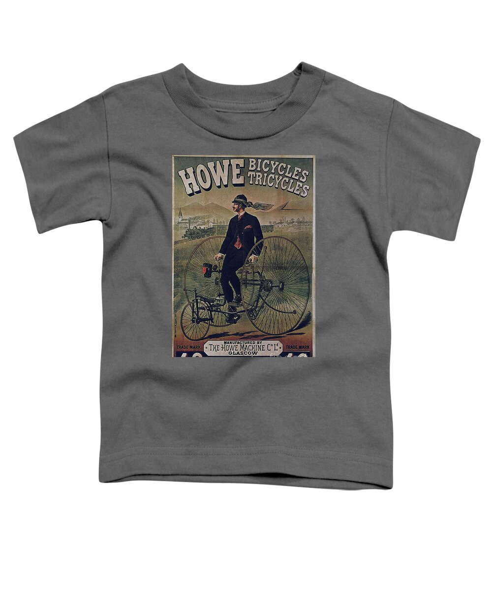 Howe Toddler T-Shirt featuring the painting Howe Bicycles Tricycles vintage cycle poster by Vintage Collectables