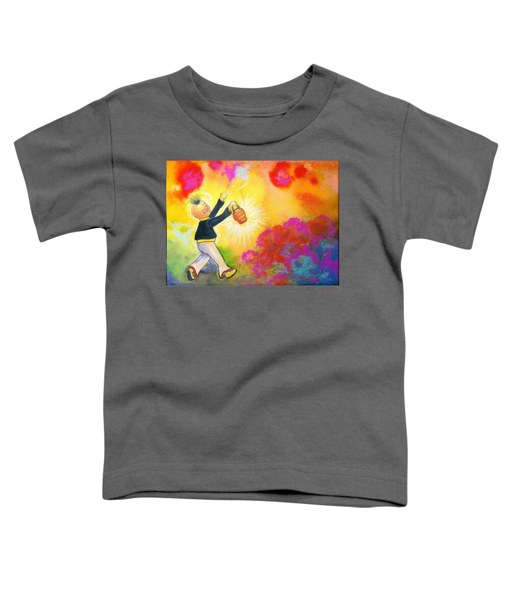 Hum Toddler T-Shirt featuring the mixed media Hum Spreading Chi by Caroline Patrick