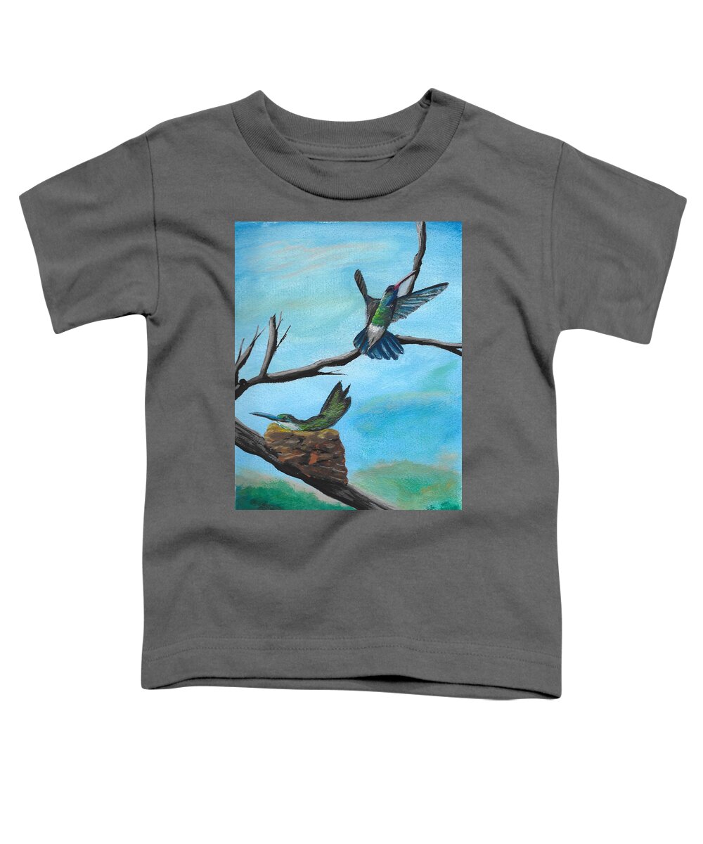 Humming Birds Toddler T-Shirt featuring the painting Humming Birds by David Bigelow