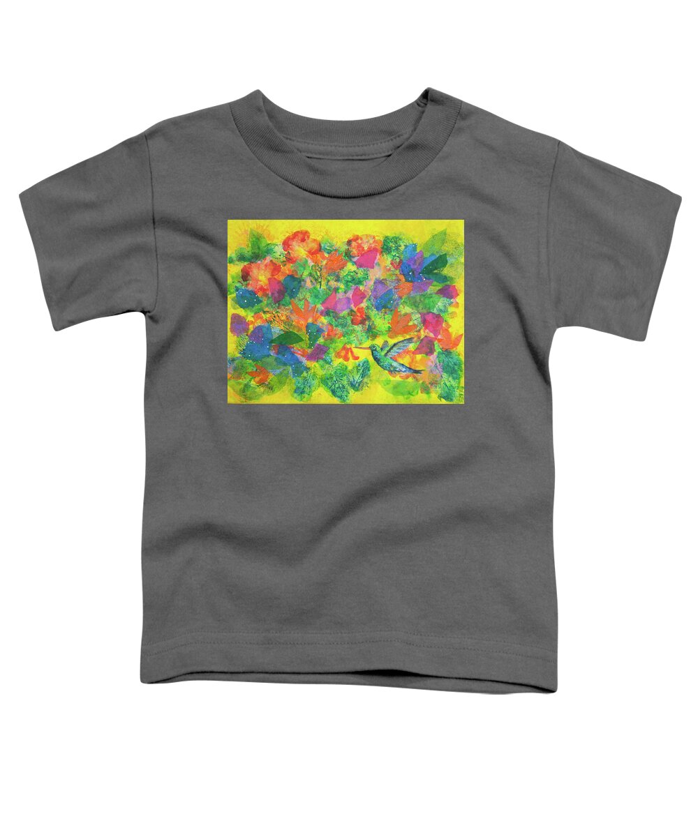 Hummingbird Toddler T-Shirt featuring the mixed media Hummingbird by Julia Malakoff