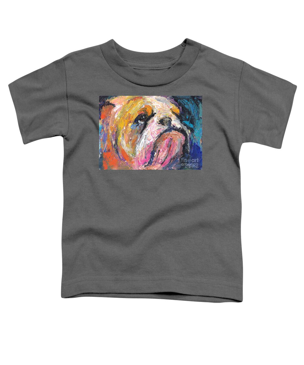 Bulldog Painting Toddler T-Shirt featuring the painting Impressionistic Bulldog painting by Svetlana Novikova
