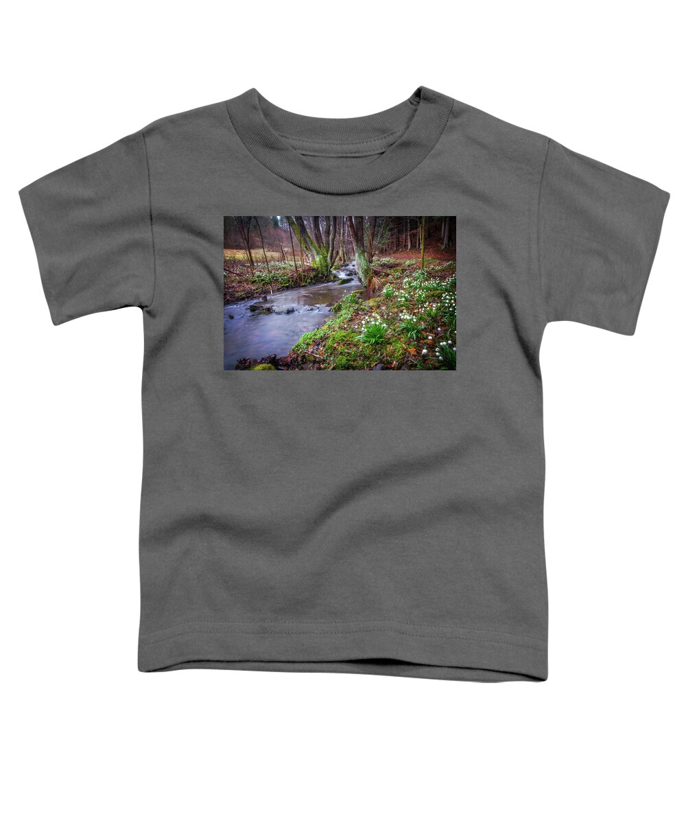 Jenny Rainbow Fine Art Photography Toddler T-Shirt featuring the photograph In Spring Wilderness with Snowdrops by Jenny Rainbow