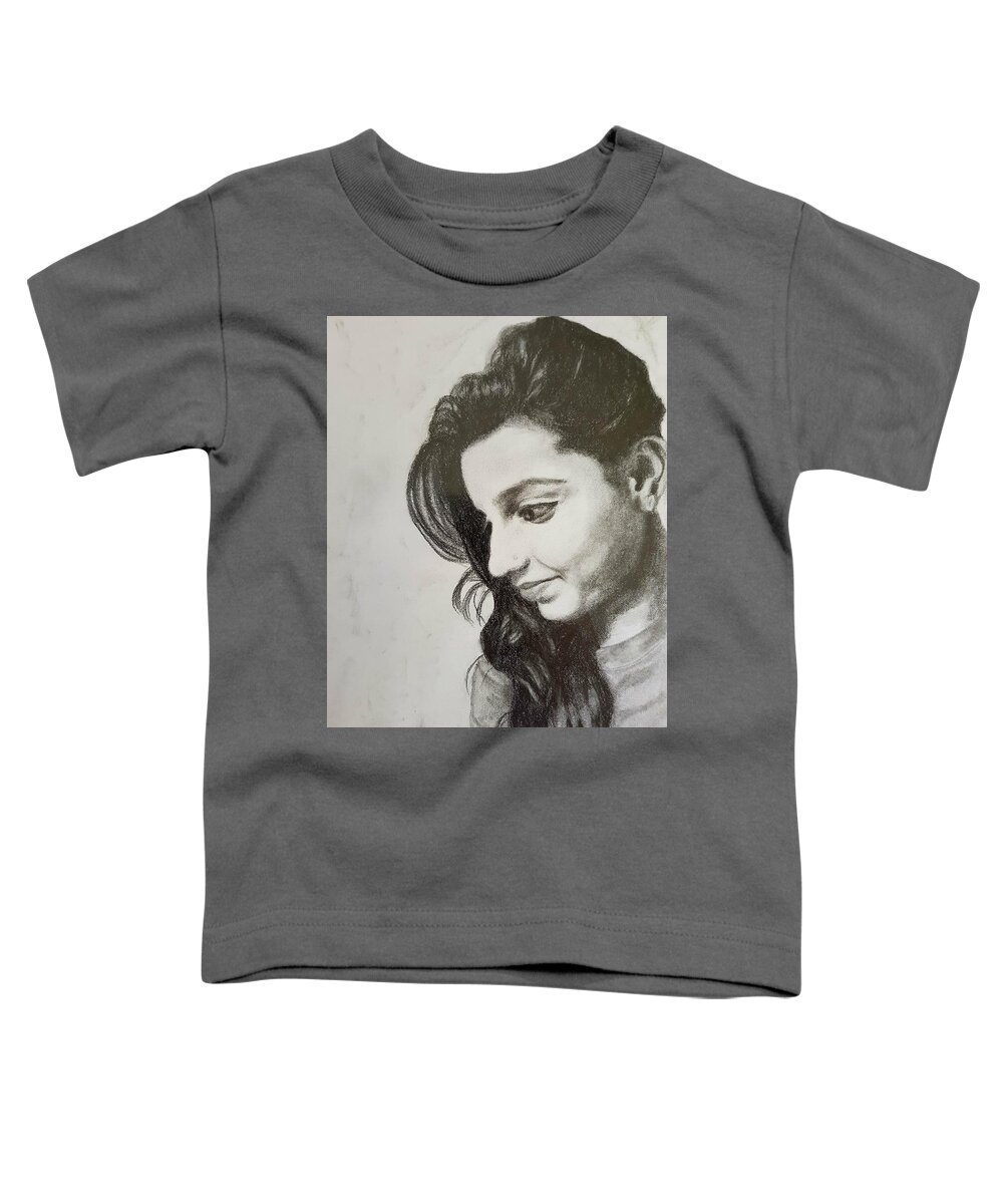 Portrait Drawing Toddler T-Shirt featuring the drawing In Sweet Thought by Cassy Allsworth