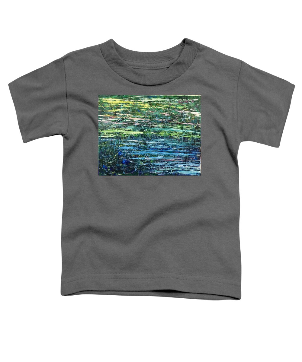 Abstract Blue Toddler T-Shirt featuring the painting In the Morning by Deb Mayer