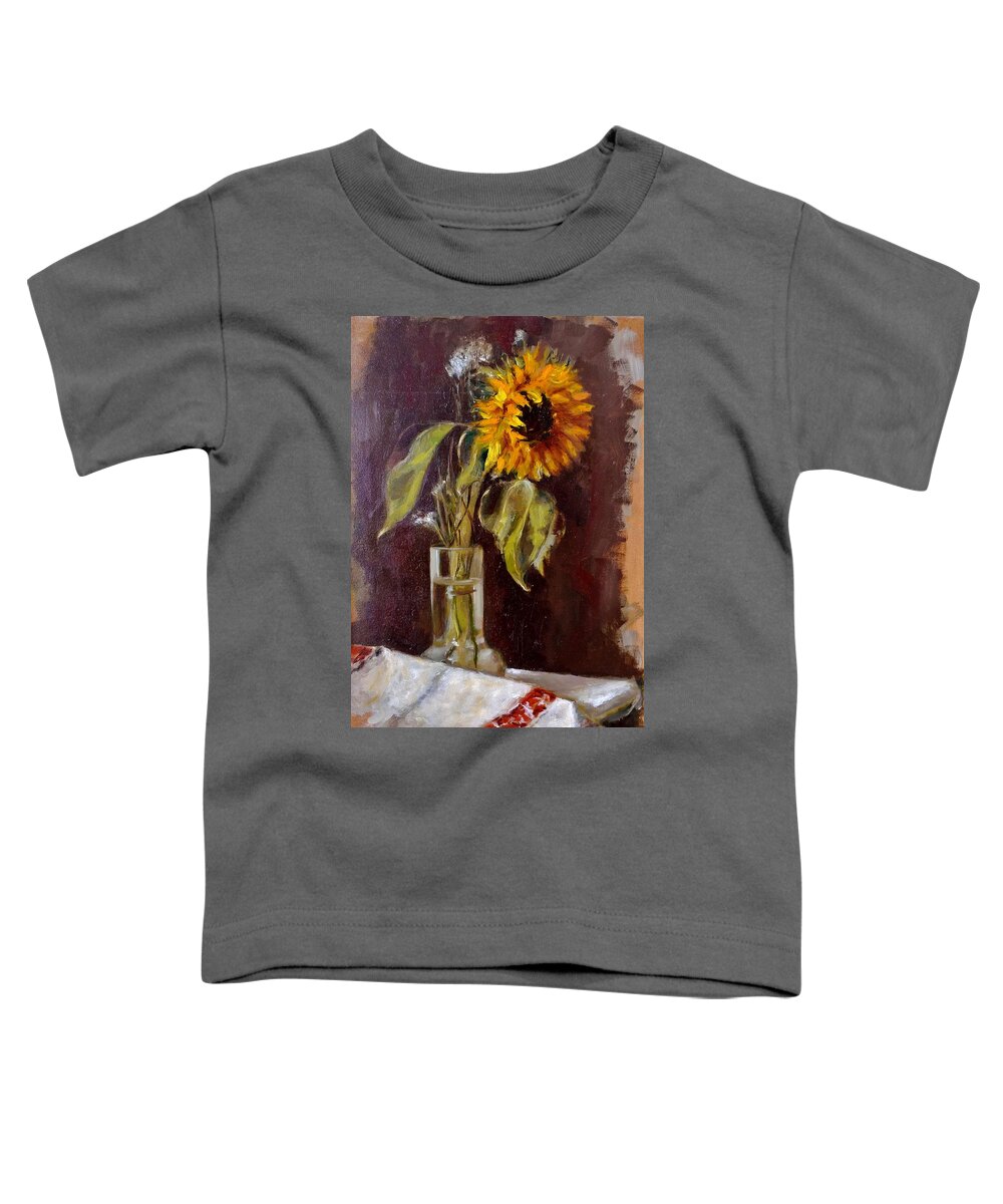 Sunflower Toddler T-Shirt featuring the painting In the morning light by Karina Plachetka
