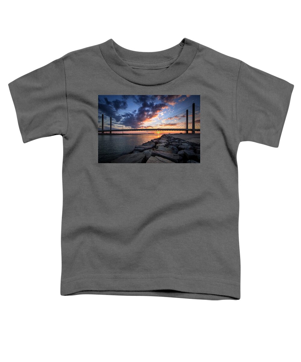 Indian River Bridge Toddler T-Shirt featuring the photograph Indian River Inlet and Bay Sunset by Bill Swartwout