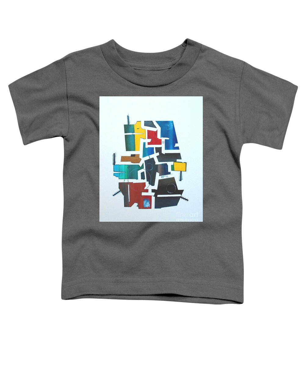 Art Toddler T-Shirt featuring the painting Industrial Abstractica White 2 by John Lyes