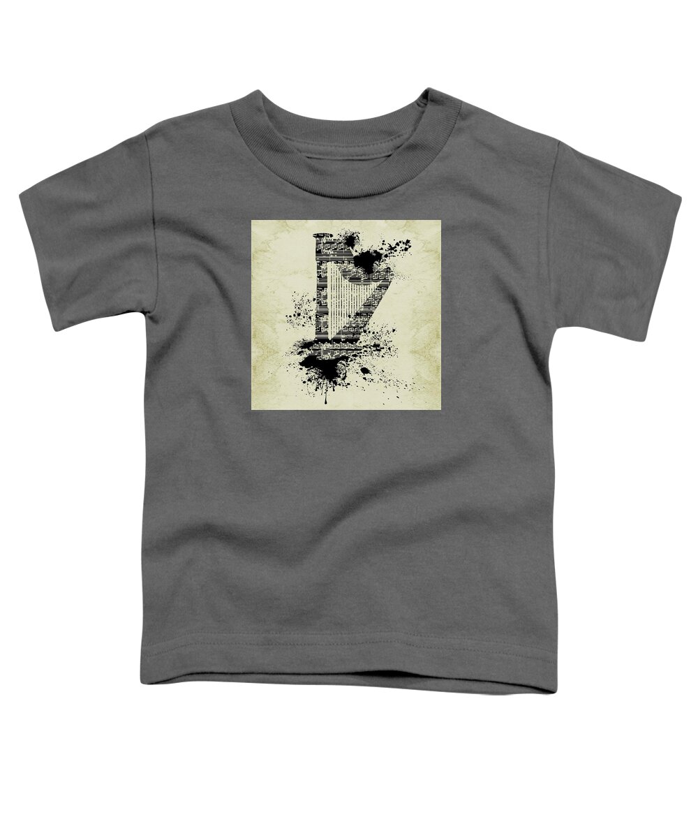 Ink Toddler T-Shirt featuring the digital art Inked Harp Sepia by Barbara St Jean