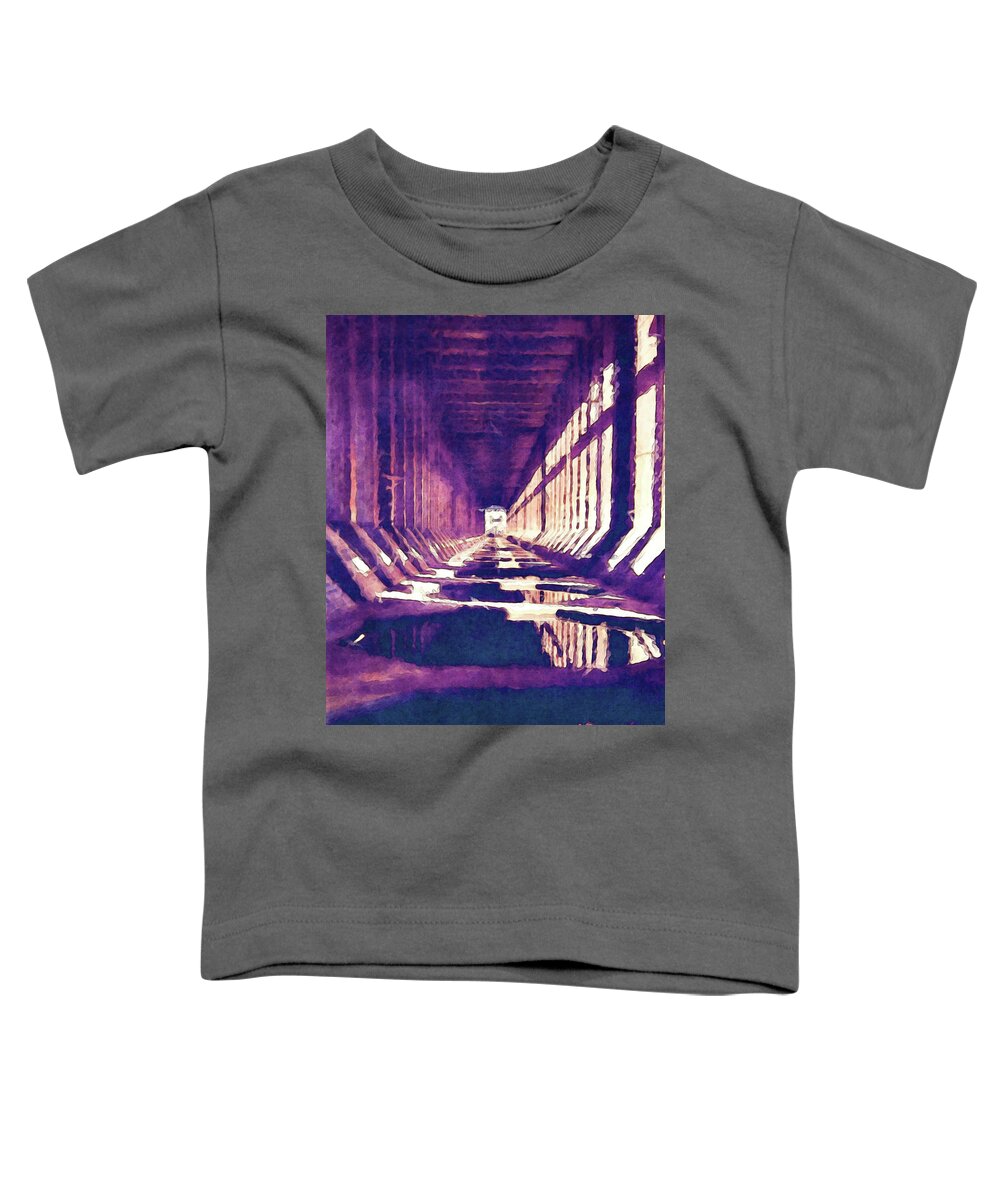 Structure Toddler T-Shirt featuring the digital art Inside of An Iron Ore Dock by Phil Perkins