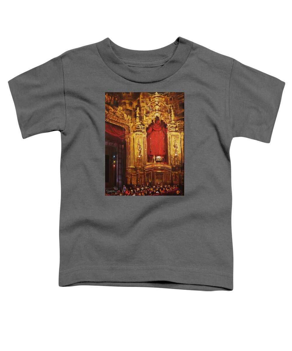 Oriental Theater Chicago Toddler T-Shirt featuring the painting Inside the Oriental Theater Chicago by Tom Shropshire