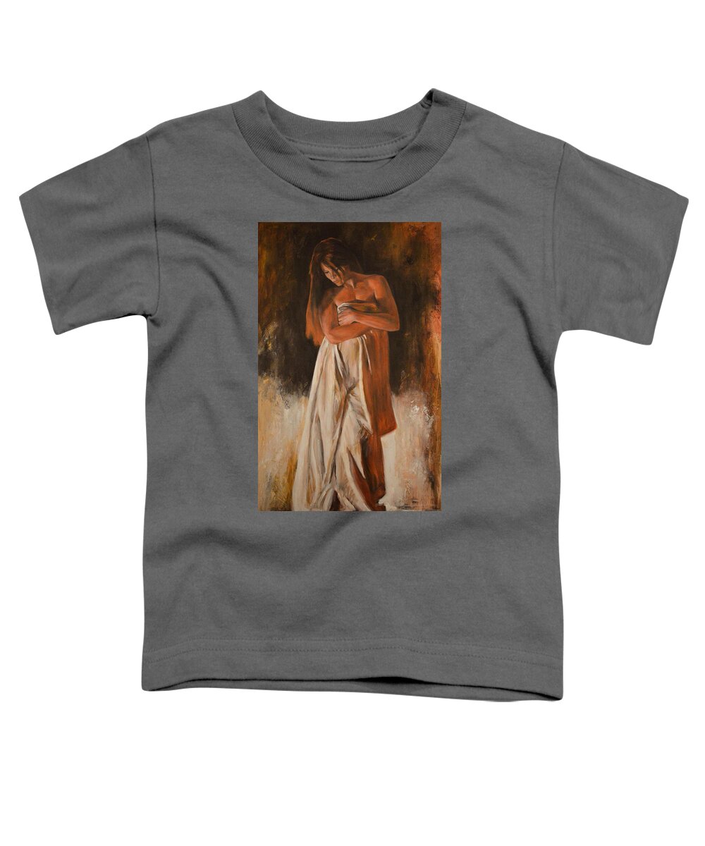 Nude Nudes Woman People Portrait Figure Figurative Abstract Toddler T-Shirt featuring the painting Intenso by Escha Van den bogerd