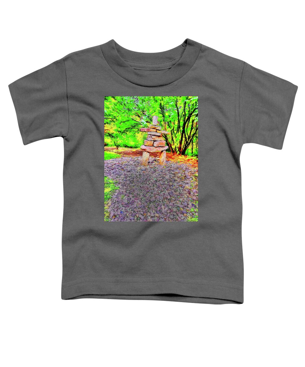 Inukshuk Toddler T-Shirt featuring the digital art Inukshuk by Leslie Montgomery