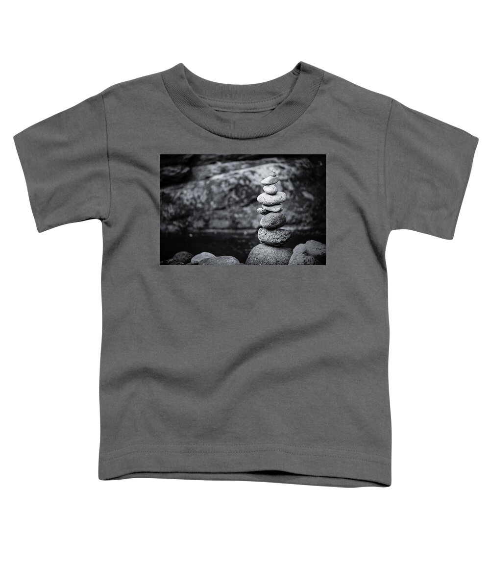 Inuksuk Toddler T-Shirt featuring the photograph Cairn - Black and White 1 by The Flying Photographer