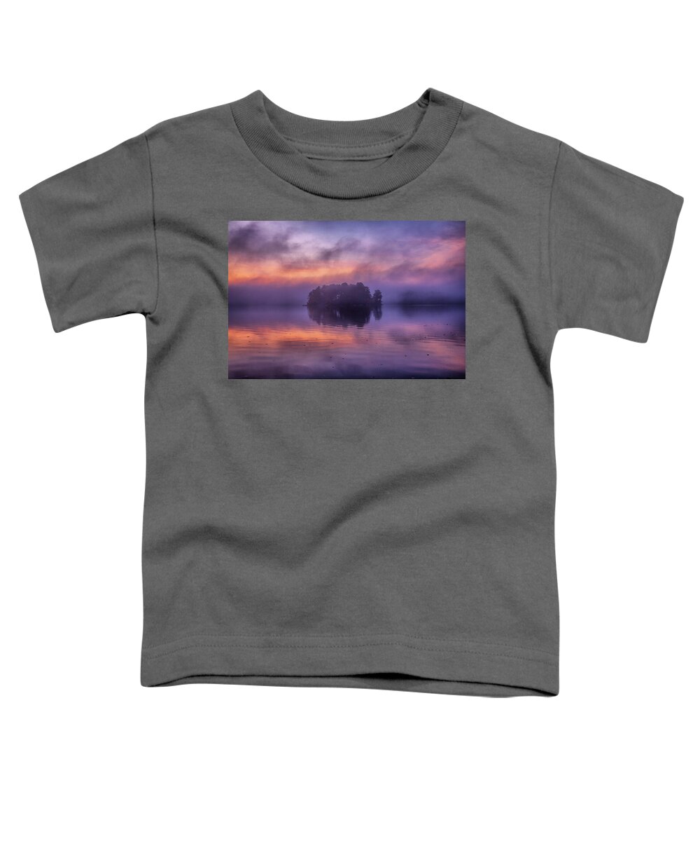 Nature Toddler T-Shirt featuring the photograph Island in the fog by Lilia S