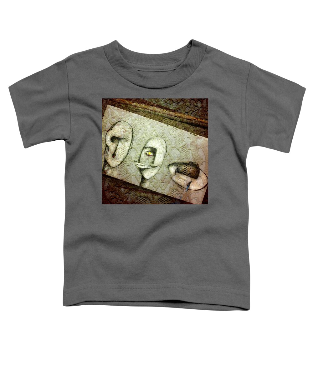 3 Faces Toddler T-Shirt featuring the digital art It Hurts to Hear by Delight Worthyn
