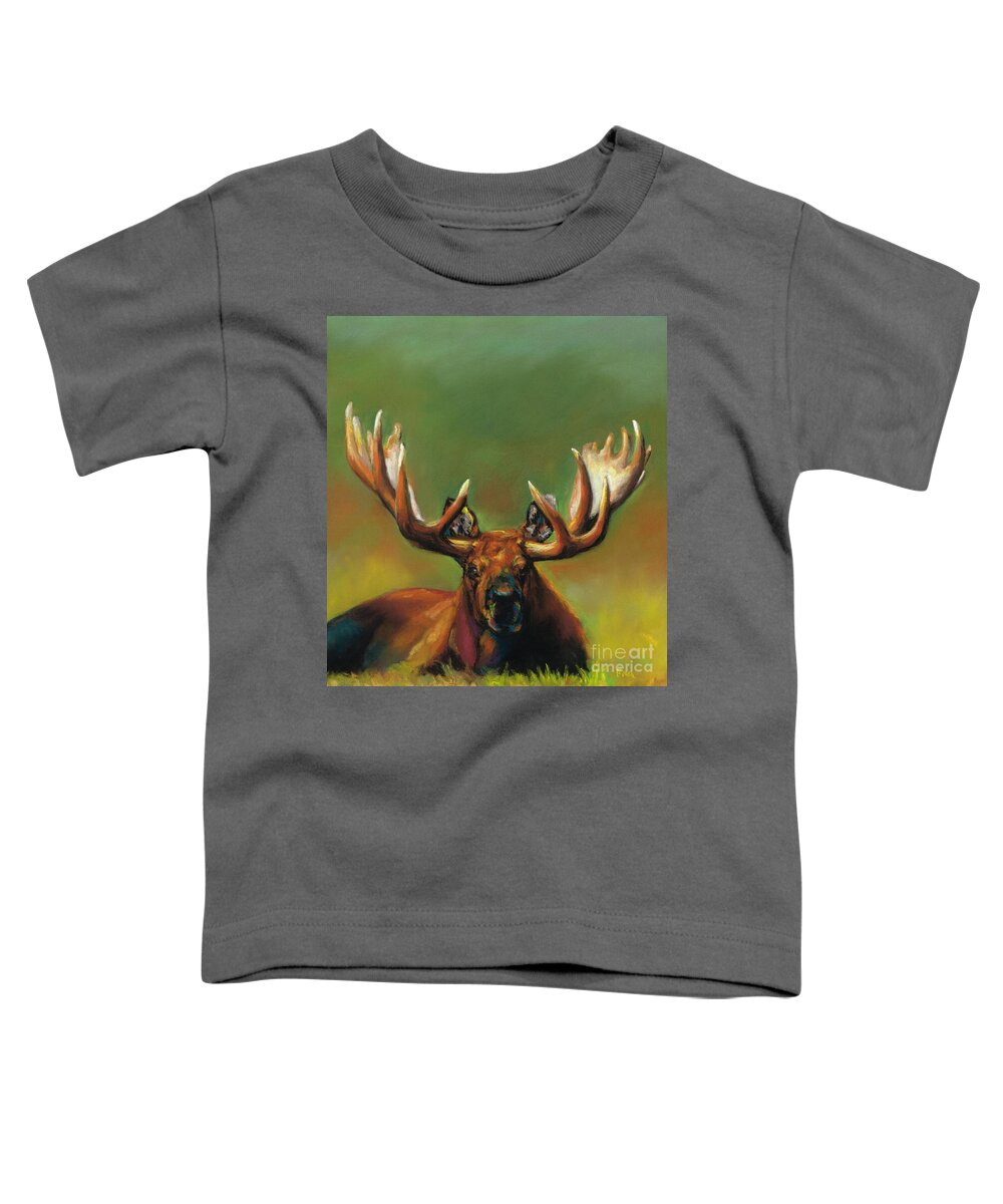 Moose Toddler T-Shirt featuring the painting Its All About The Rack by Frances Marino