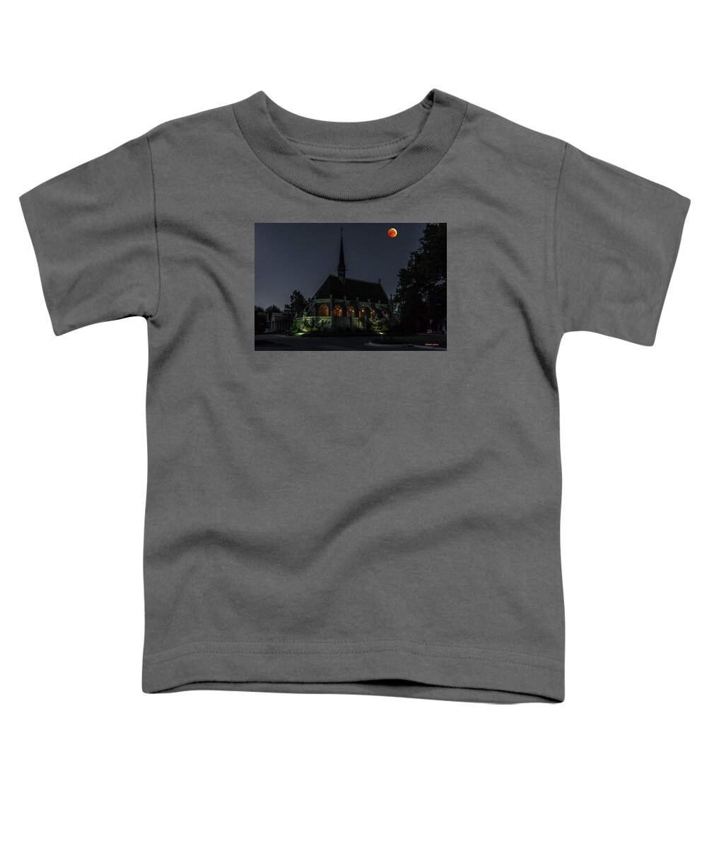 Lunar Eclipse Toddler T-Shirt featuring the photograph Ivy Chapel Under the Blood Moon by Stephen Johnson