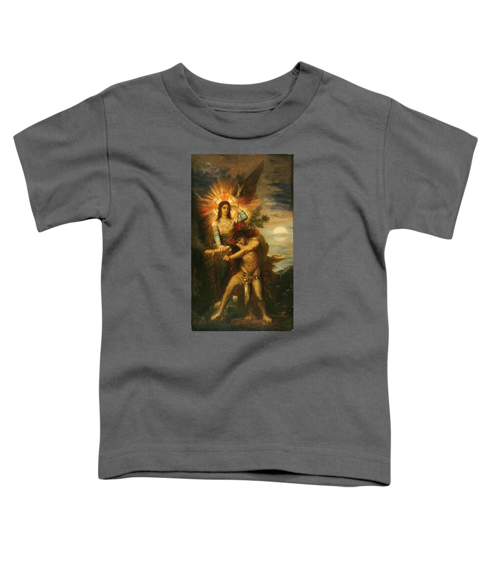 Gustave Moreau Toddler T-Shirt featuring the painting Jacob and the Angel by Gustave Moreau