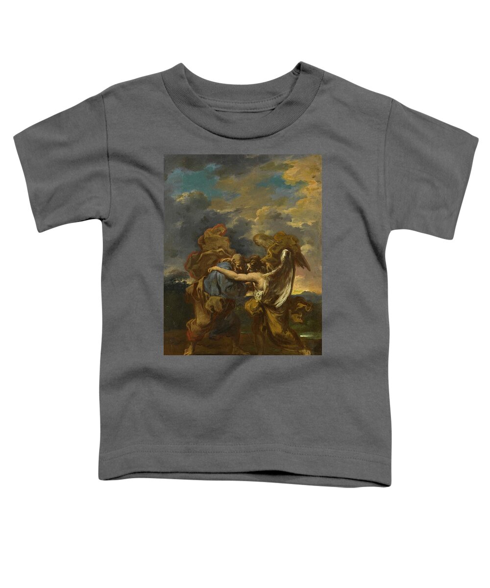 Alessandro Magnasco Toddler T-Shirt featuring the painting Jacob Wrestling With The Angel by MotionAge Designs