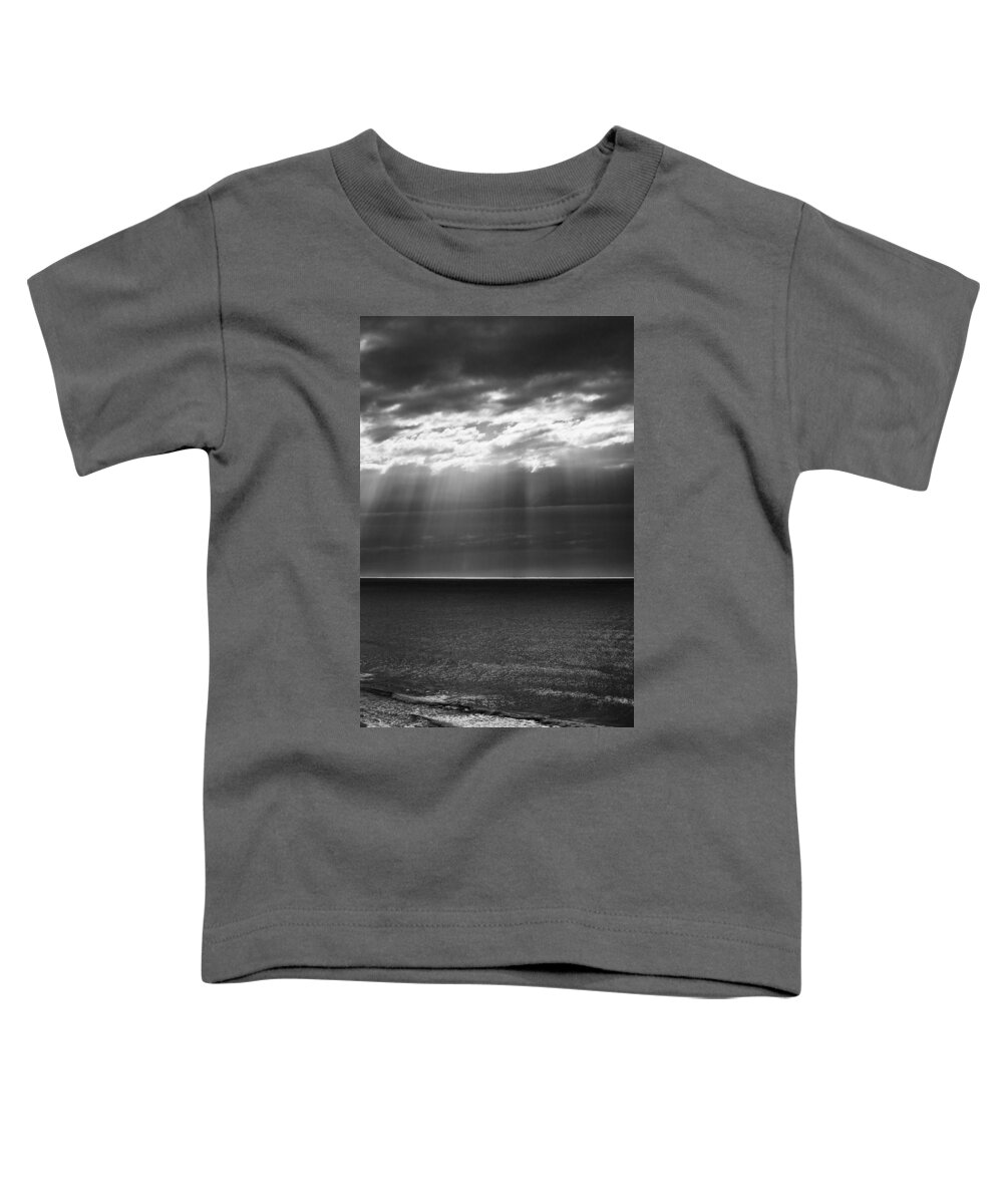 Dawn Storm Monochrome Black And White Toddler T-Shirt featuring the photograph Jacobs ladder at dawn by Sheila Smart Fine Art Photography