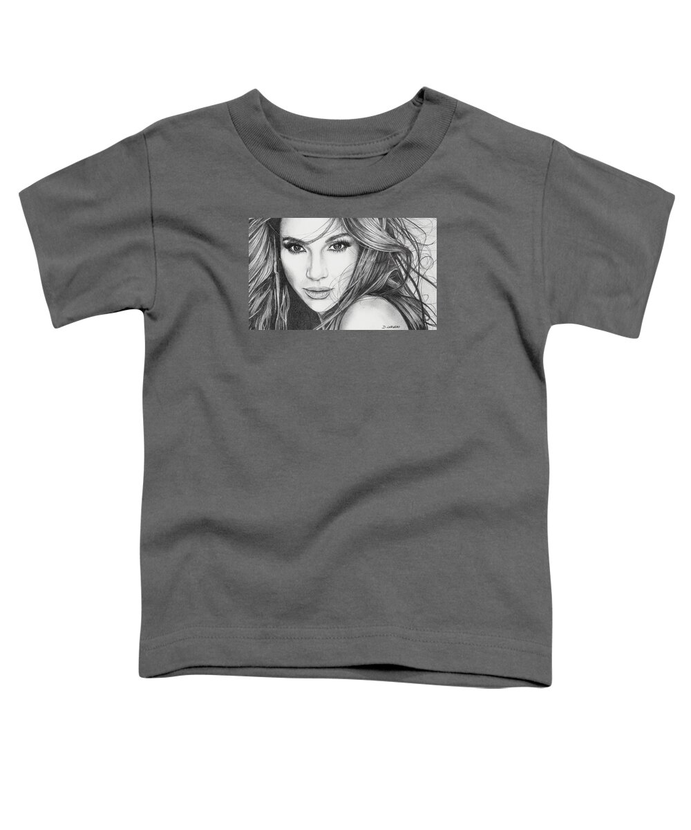 Pencil Drawing Toddler T-Shirt featuring the drawing Jennifer Lopez by Daniel Carvalho