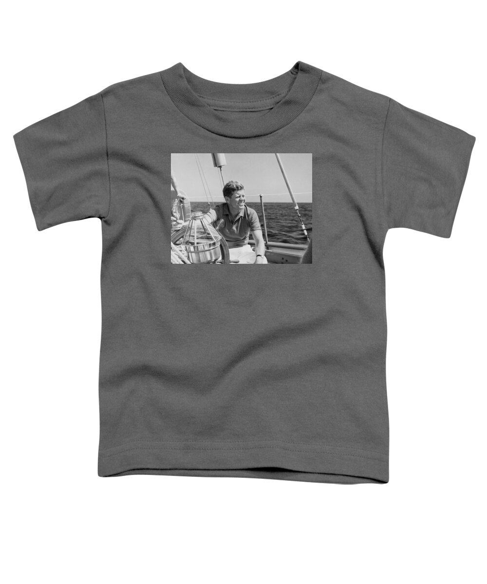 President Kennedy Toddler T-Shirt featuring the photograph JFK Sailing On Vacation by War Is Hell Store