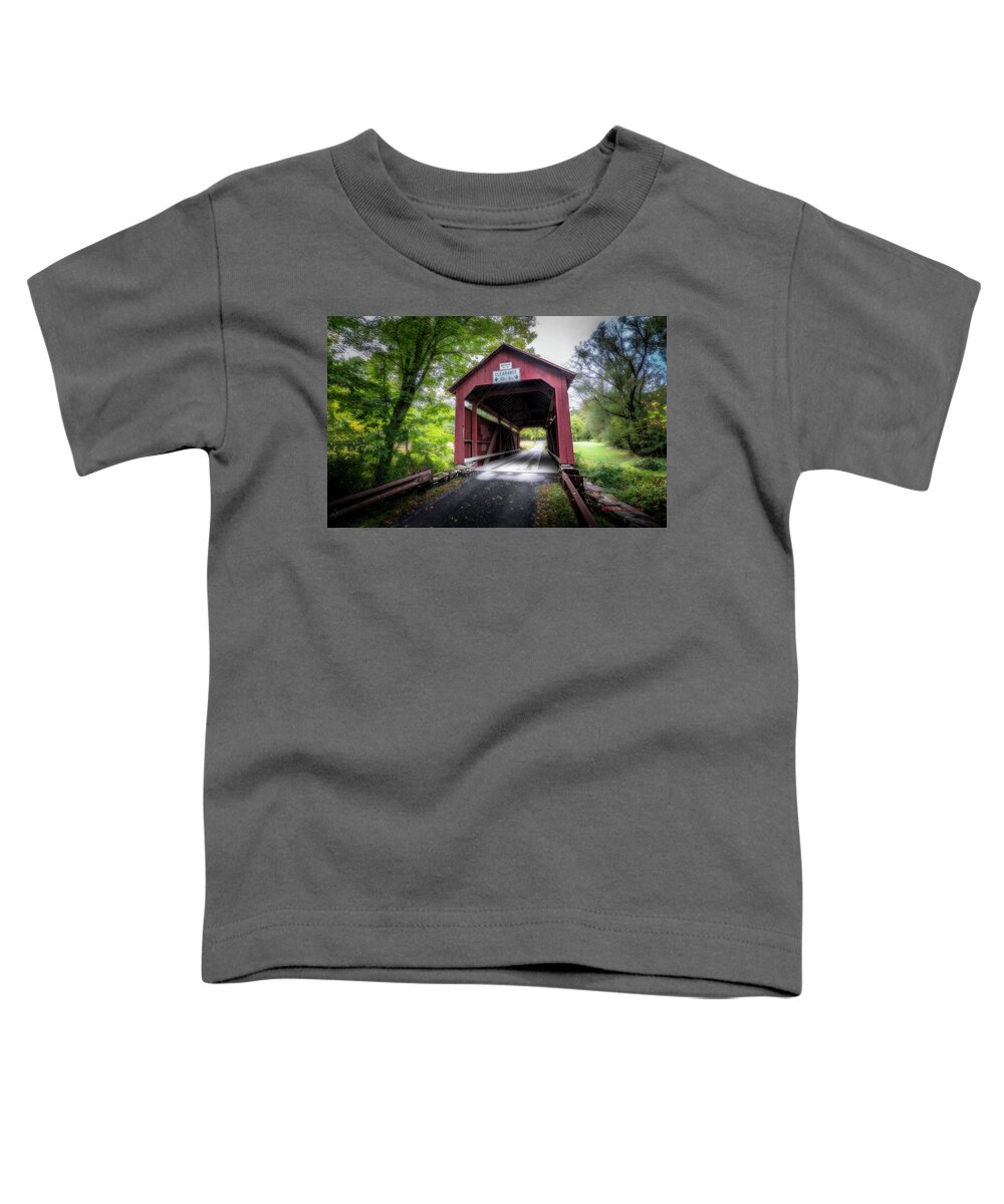 Bridge Toddler T-Shirt featuring the photograph Johnson Covered Bridge by Marvin Spates