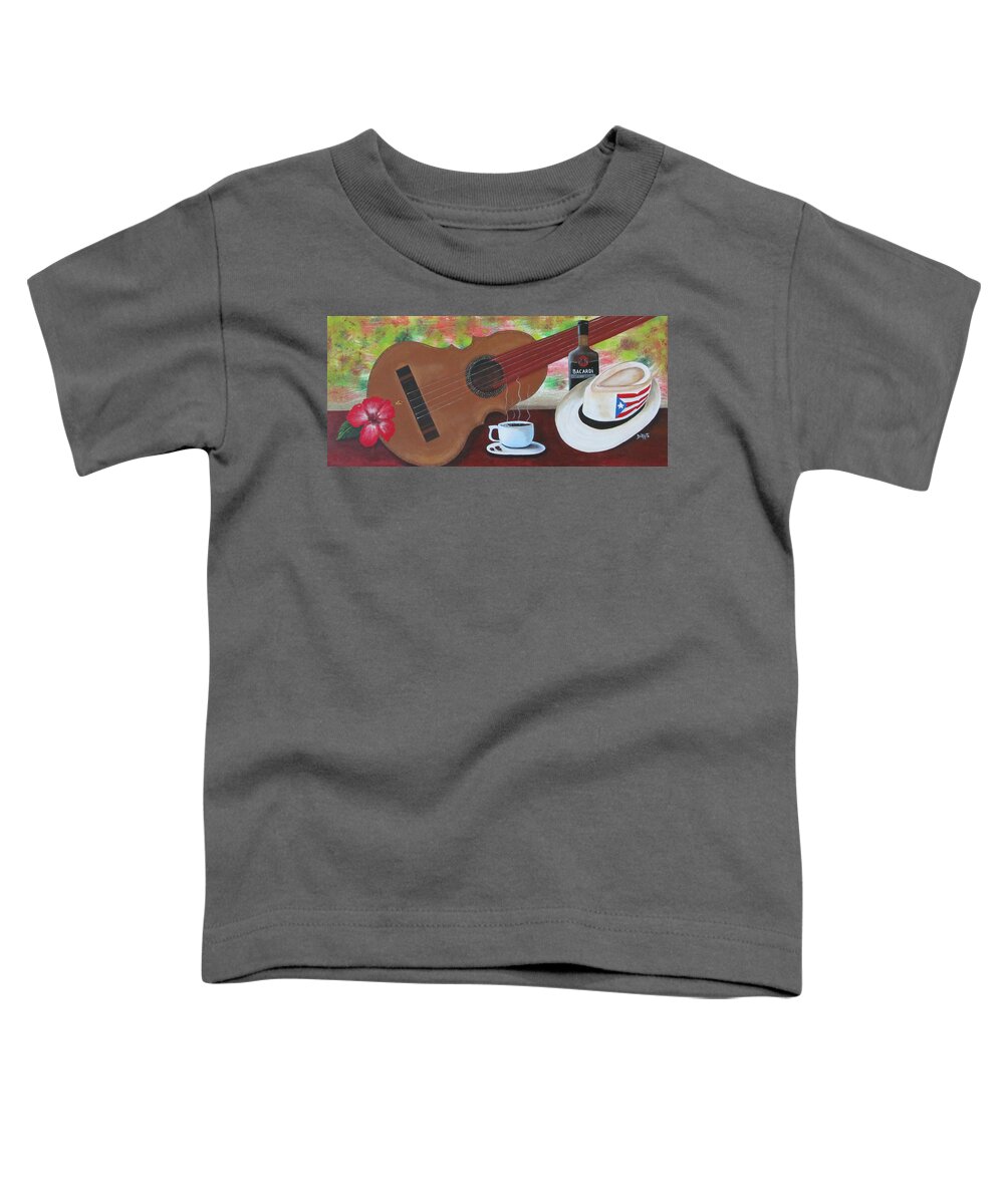 Guitar Toddler T-Shirt featuring the painting Joys of Life by Gloria E Barreto-Rodriguez