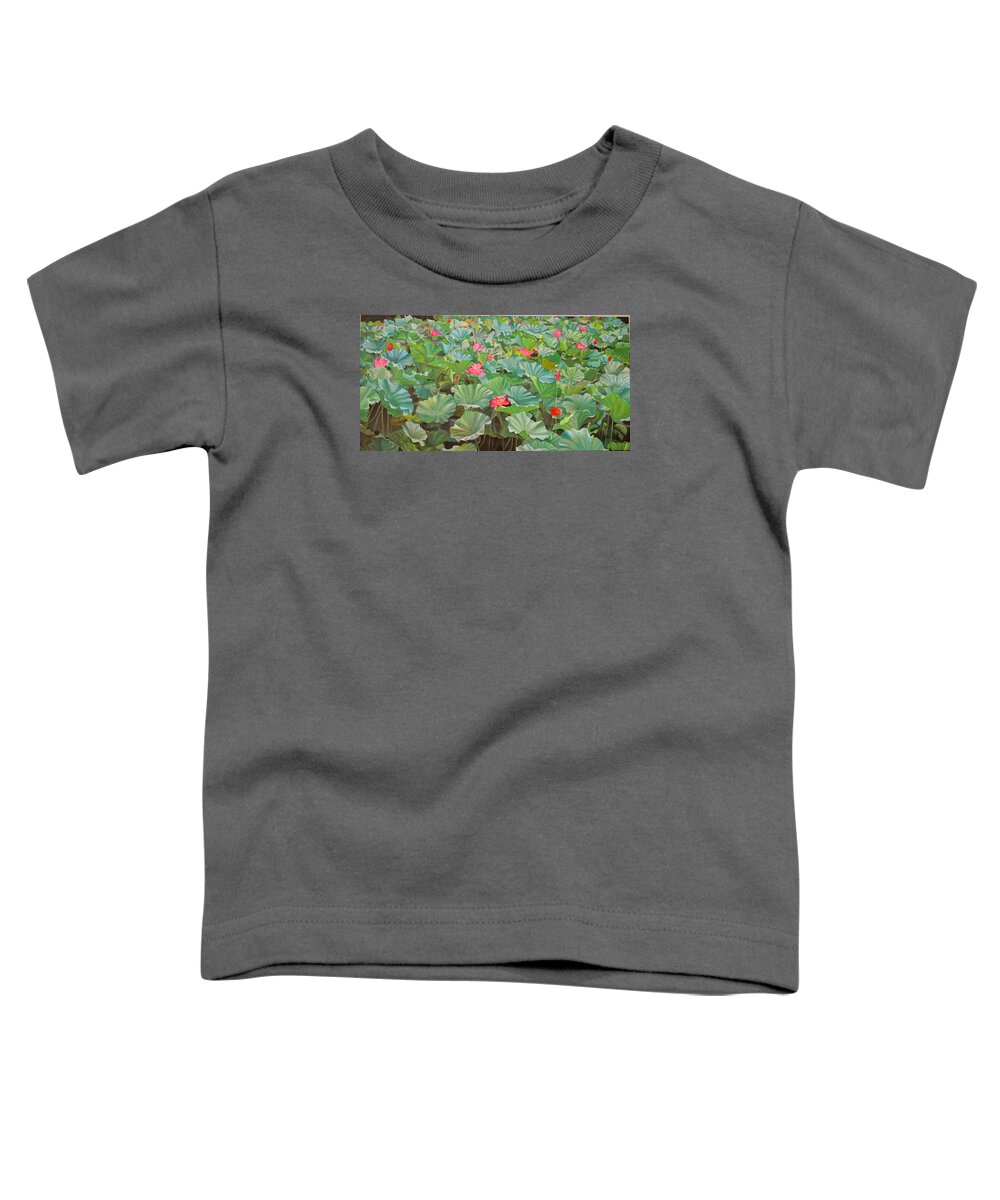 Water Lily Toddler T-Shirt featuring the painting July 4th by Thu Nguyen