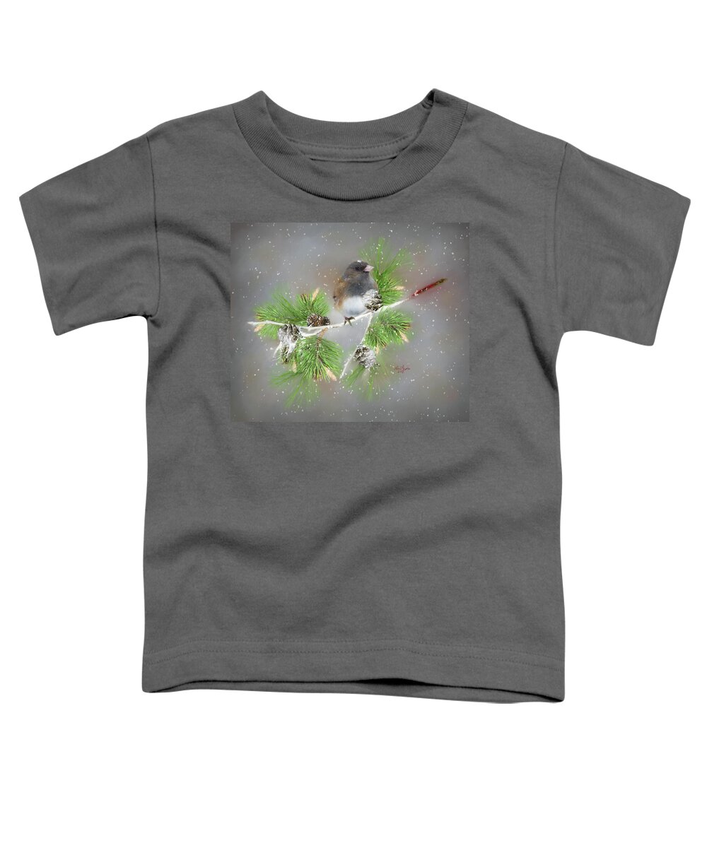 Junco Toddler T-Shirt featuring the digital art Junco by Lena Auxier