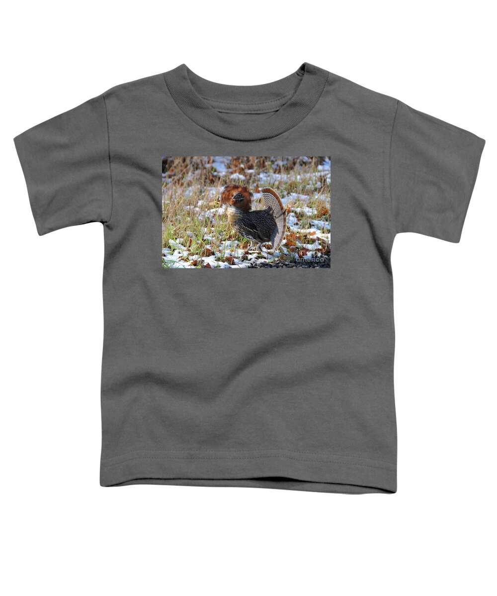 Grouse Toddler T-Shirt featuring the photograph Just a Strutting by Sandra Updyke