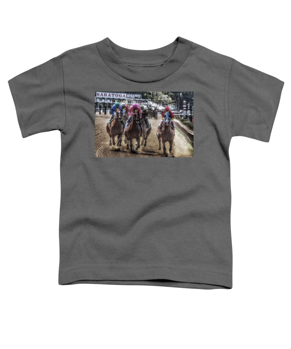 Race Horses Toddler T-Shirt featuring the photograph Just Starting by Jeffrey PERKINS