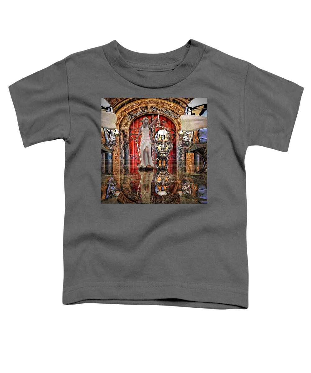 Lady Justice # Judicial Systems # Blindfold # A Balance # Sword # Female Figure # Lady Justice Artwork # Toddler T-Shirt featuring the digital art Justice Is Blind by Louis Ferreira
