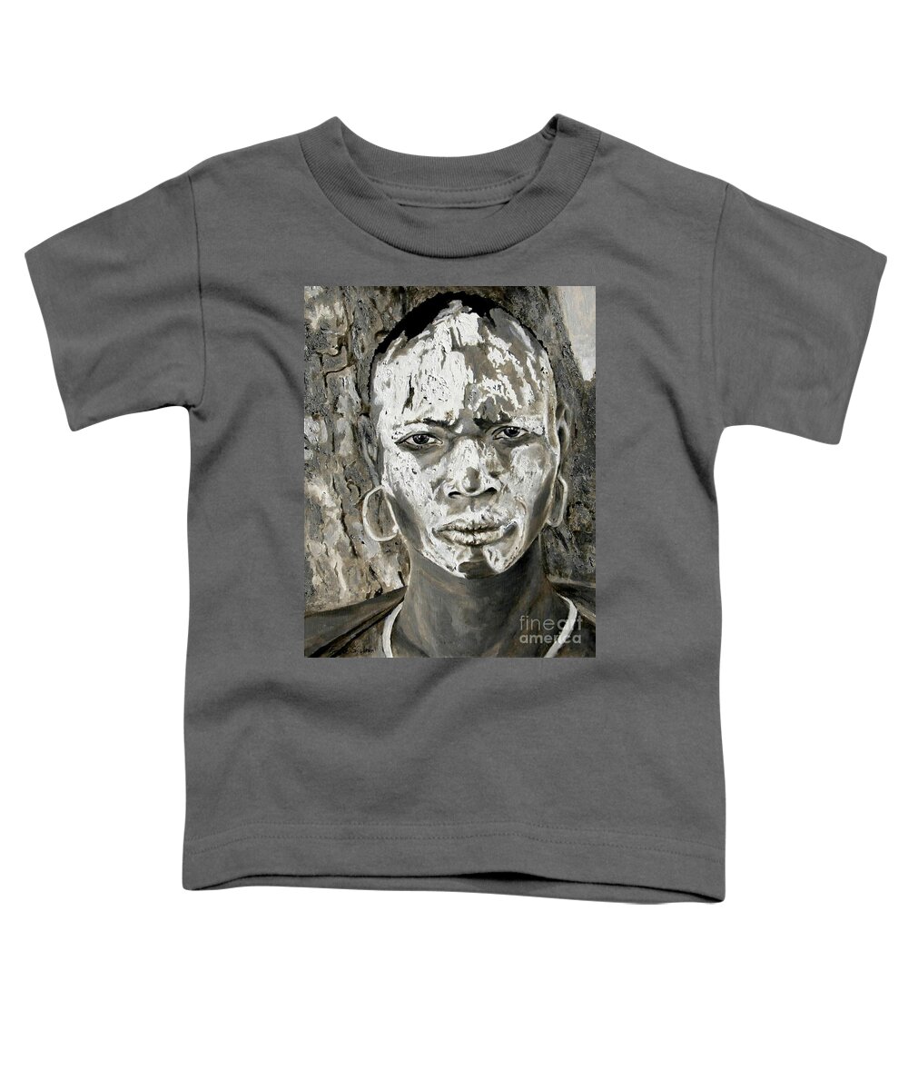 Tribal Art Toddler T-Shirt featuring the painting Karo Man by Portraits By NC