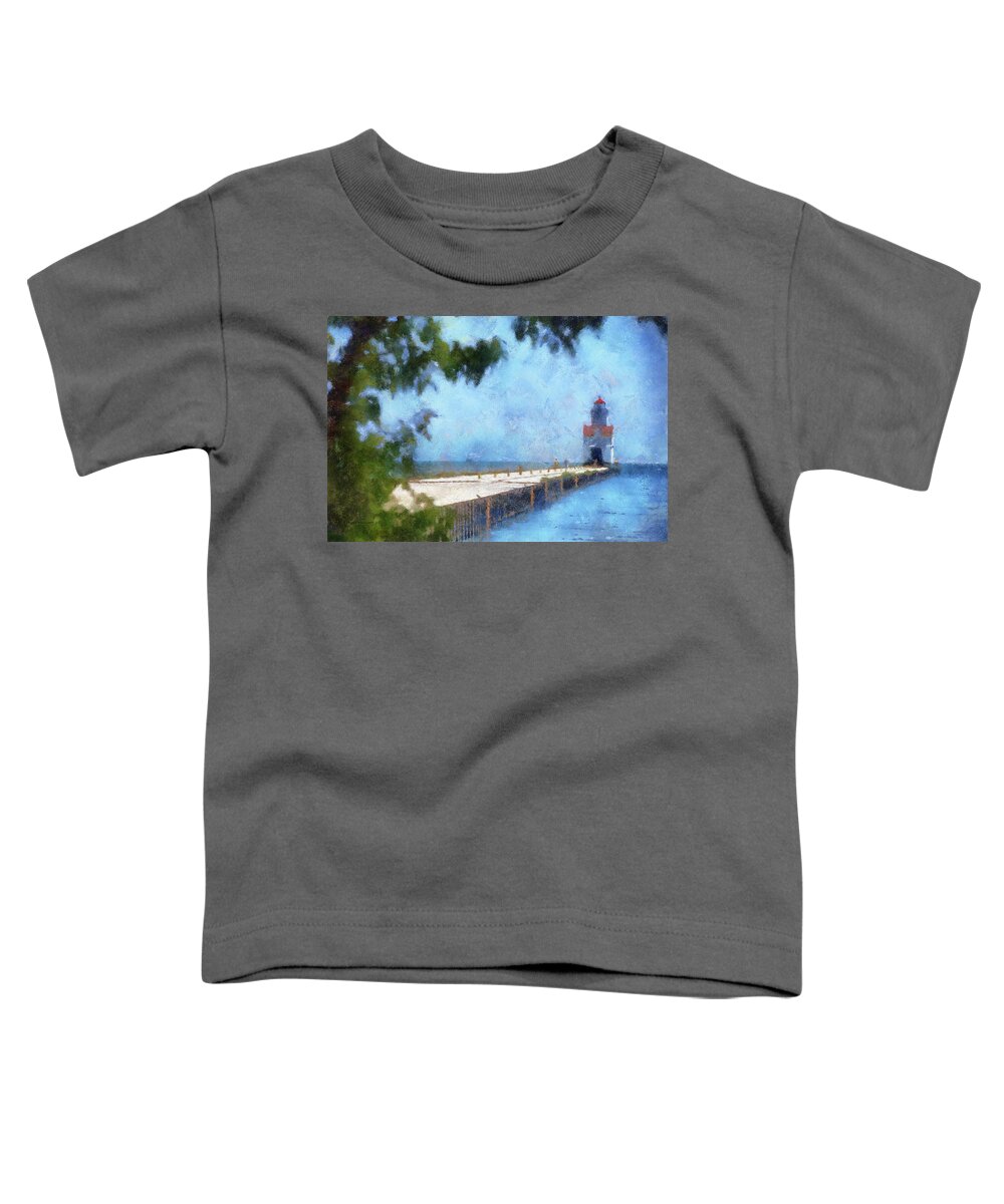 Lighthouse Toddler T-Shirt featuring the photograph Kewaunee Pierhead Lighthouse Wisconsin PA 02 by Thomas Woolworth