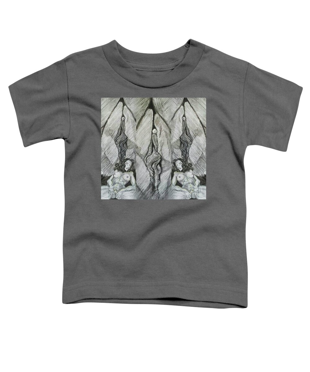Nude Toddler T-Shirt featuring the drawing Kiss #5 by Mark Bradley