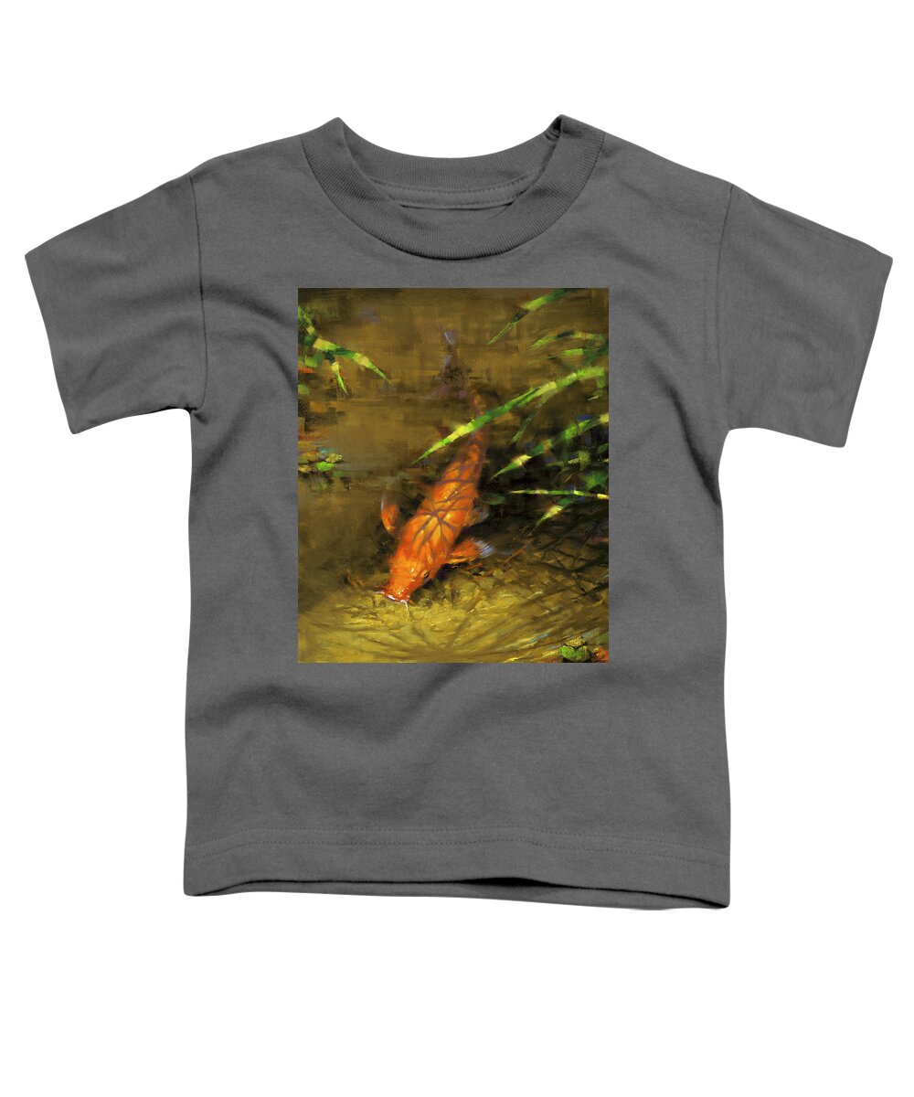 Mark Mille Toddler T-Shirt featuring the painting Koi by Mark Mille