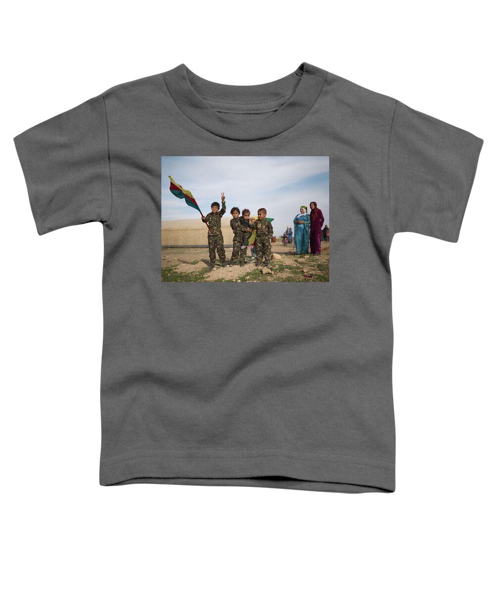 Rojava-syrian-kurdistan Toddler T-Shirt featuring the painting Kurdistan by MotionAge Designs