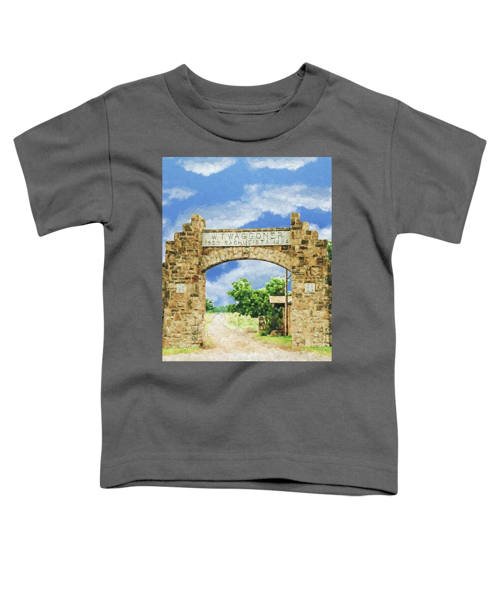 Texas Toddler T-Shirt featuring the painting La Puerta Principal - Main Gate, Nbr 1H by Will Barger