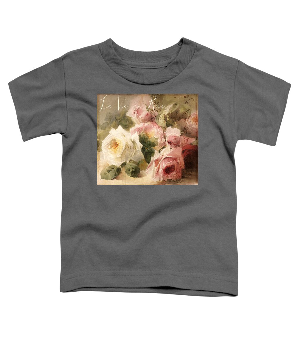 Roses Toddler T-Shirt featuring the painting La Vie en Rose by Mindy Sommers