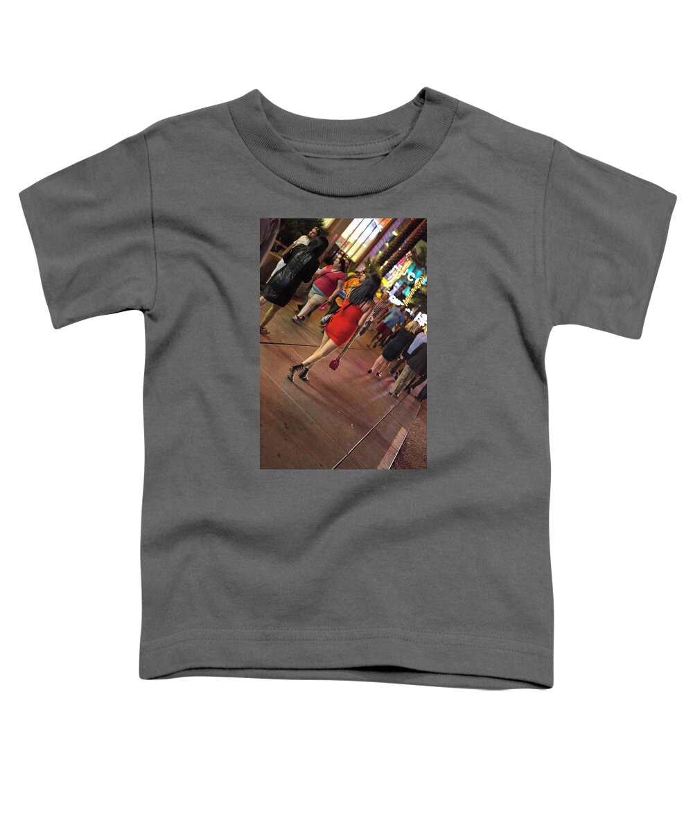 Las Vegas Toddler T-Shirt featuring the photograph Lady in Red by Deborah Penland